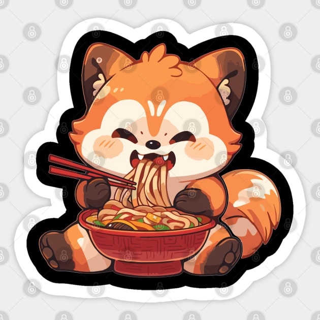 Ramen Red Panda Sticker by Retroprints